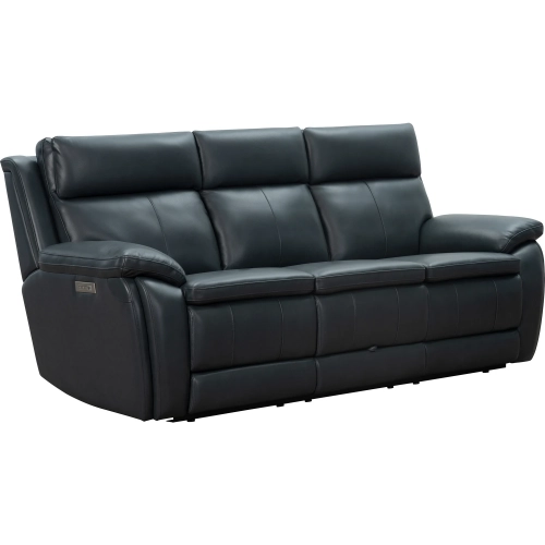 Huntley Zero Gravity Triple Power Reclining Sofa with USB & Table in Dark Blue Top-Grain Leather
